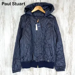 新品未使用 Paul Stuart ポールスチュアート キルティング ロゴ刺繍 フード付き ナイロンジャケット アウター ネイビー 大きいサイズ