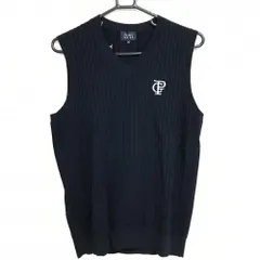 【超美品】パーリーゲイツ ニットベスト ネイビー ロゴ白 細ケーブル編み  メンズ 4(M) ゴルフウェア 2024年モデル PEARLY GATES