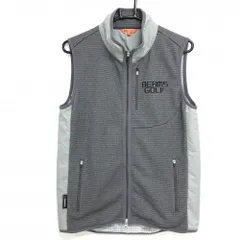 【超美品】ビームスゴルフ 切替アウターベスト グレー×ライトグレー ロゴ刺しゅう 裏起毛 メンズ M ゴルフウェア BEAMS GOLF