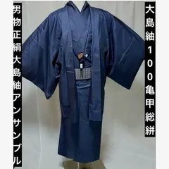 男性着物　正絹本場大島紬　アンサンブル　100亀甲総絣フルセット　⑥