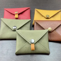 牛革　名刺入れ（キャメル）　ICカードケース　小銭入れ　ハンドメイド