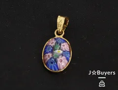 Ac2510 ベネチアングラス ペンダントトップ イタリア ブルー ピンク パープル ゴールド ネックレス アクセサリー トップ ヴィンテージ  フラワー 花柄 花モチーフ