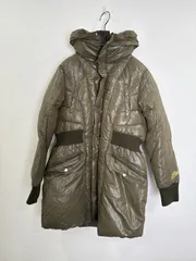 S00702　FILA ダウンジャケット レディース S カーキ ポリエステル ダウン80％ フェザー20％ 裏地ポリエステル 防寒 カジュアル ブランド古着 レギュラー古着 Y2K 90S 古着 フォロー割”あり 丁寧に検品済み フォローもぜひご検討ください