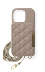 iPhone15Pro  アイフォン15 プロ ケース カバー ショルダー キルティング おしゃれ 可愛い 1. ナチュラルブラウン ベージュ
