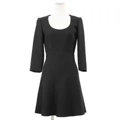 Christian Dior クリスチャン・ディオール ワンピース 長袖 ラウンドネック フレアシルエット ウール / シルク ドレス ガーメント付属 レディース サイズ 34 ダークネイビー 濃紺 イタリア製のサムネイル