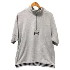 □□HUF スウェット 半袖ハーフジップスウェット SIZE L 古着 グレー