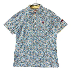 サイズ：5 MASTER BUNNY EDITION マスターバニーエディション  半袖ポロシャツ ロゴ刺繍 花柄 ブルー系 [240101577609] ゴルフウェア メンズ ストスト