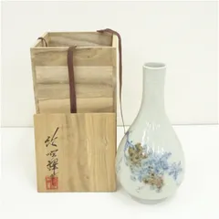 池順鐸造　染付葡萄文花入（共箱）  花入れ 茶道 茶道具 花瓶 花器 おしゃれ フラワーベース 道具 茶室 華道 華道具 インテリア hnir