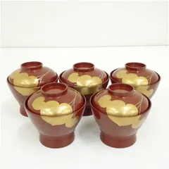朱塗葵蒔絵塗椀5客  食器 お椀 おしゃれ かわいい 漆器 器 和食 料理 来客 飲食 料亭 旅館 カフェ 居酒屋 owan