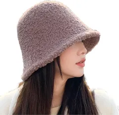 Le Li Ca [レリカ] ふんわり ふわふわ バケットハット ボア あったか 帽子 大きめ 大きい サイズ 防寒 秋冬 レディース 耳当て 可愛い 暖かい 無地 UVカット 折りたたみ プレゼント (ライトブラウン,  Free Size)