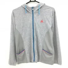 【超美品】ルコック ジップパーカー グレー×スモーキーブルー メッシュ調地模様  レディース L ゴルフウェア le coq sportif