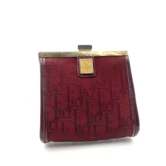 Christian Dior クリスチャンディオール　トロッター　ロゴグラム　がま口コインケース　小銭入れ　キャンバス×レザー ボルドー　ゴールド金具　ロゴプレート　フランス製　レディース　ラグジュアリー　高級　ハイブランド