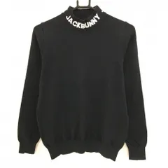 ジャックバニー ハイネックセーター 黒×白 ネックロゴ ニット レディース 1(M) ゴルフウェア Jack Bunny