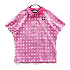 サイズ：L AND PER SE アンパスィ  半袖ポロシャツ ワッペン ロゴ 総柄 ピンク系 [240101575720] ゴルフウェア レディース ストスト