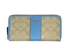 COACH (コーチ) シグネチャー PVC レザー ラウンドファスナー  ウォレット 長財布 F54630 ブルー レディース/199