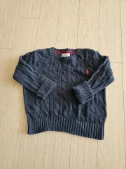 キッズ ポロ ラルフローレン ネイビー ケーブル ニット 24m