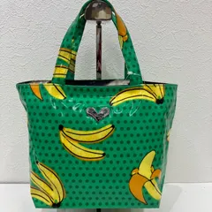 7467　Think Bee!　シンクビー！　ハンドバッグ　 手持ち　PVC　バナナ　ドット　水玉　 グリーン　イエロー　緑　黃　レディース