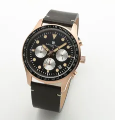 【公式アウトレット】サルバトーレマーラ パイロット風クロノグラフ腕時計 (ピンクゴールド×ブラック)