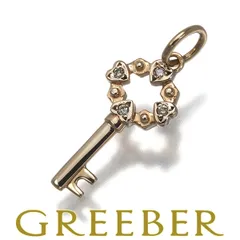 アガット ペンダントトップ ダイヤ ダイヤモンド 0.03ct ハート キー K10PG 箱 #183472