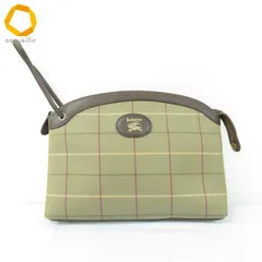 #ab バーバリー BURBERRY クラッチ パーティーバッグ ベージュ系 茶 赤 チェック 格子柄 ヴィンテージ レディース [969578] k01のサムネイル