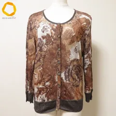 #anc ケンゾー KENZO カーディガン L 茶系 シルク混 異素材 花柄 レディース [969962]のサムネイル
