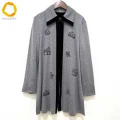 #wnc 伊太利屋 イタリヤ GKITALIYA カーディガン 9 グレー 黒 ニット アニマル柄 ロング ジップアップ ファー付き レディース [945161]