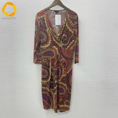 #anc タルボット Talbots ワンピース 4p オレンジ 紫 ベージュ 花柄 カシュクール 七分袖 レディース [974000]