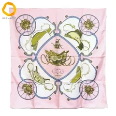 #axzs エルメス HERMES カレ90 SPRINGS スカーフ ピンク マルチ 馬車柄 シルク フランス製 レディース [974074]