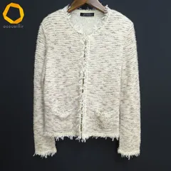 #a マダムジョコンダ MADAM JOCONDE カーディガン MJ-09 オフホワイト マルチ ビーズ パール フリンジ ウール混 ジャケット [934624] k01