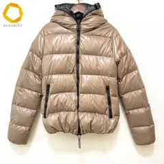 #wnc デュベティカ DUVETICA ジャケット 42 ベージュ系 黒 ダウンジャケット ジップアップ フード 大きいサイズ レディース [962439]