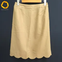 #a レリアン Leilian タイト スカート 9号 ベージュ ウール 毛 100％ スカラップ 日本製 レディース [934642] k01