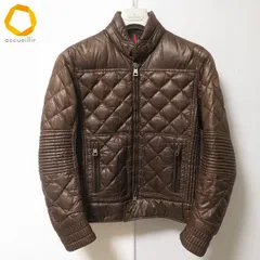 #wnc モンクレール Moncler ダウンジャケット 1 茶 フェザー混 ダブルジップ ワッペン ハンガー付き メンズ [979397]