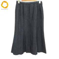 #w レリアン Leilian フレアー スカート 11号 グレー系 霜降り ミックス ヘリンボーン フレア ウール 毛 日本製 レディース [935178] k01