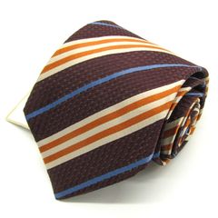 バーバリーロンドン ブランド ネクタイ ストライプ柄 格子柄 シルク 未使用タグ付 PO メンズ ブラウン BURBERRY LONDON