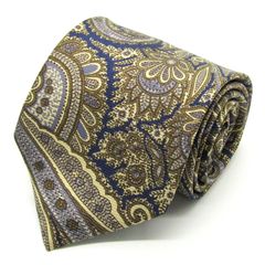 ジェイプレス ブランド ネクタイ 総柄 ペイズリー 花柄 幾何学模様 シルク PO メンズ ネイビー J.PRESS 【中古】