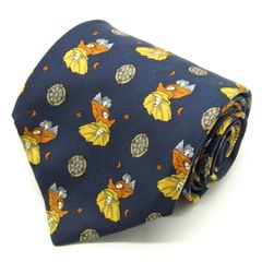 ランセル ブランド ネクタイ 総柄 月 星 小紋柄 シルク フランス製 PO メンズ ネイビー LANCEL 【中古】