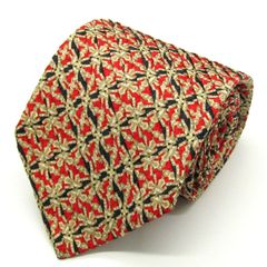 ステファノリッチ ブランド ネクタイ プリーツ加工 総柄 チェック柄 格子柄 シルク イタリア製 PO メンズ レッド STEFANO RICCI 【中古】