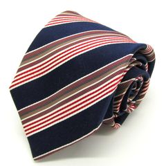五大陸 ブランド ネクタイ ストライプ柄 グラデーション シルク 日本製 PO メンズ ネイビー gotairiku 【中古】