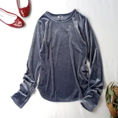 H BEAUTY&YOUTH ビューティーアンドユース ユナイテッドアローズ ベロアバックスリットロングスリーブ カットソー プルオーバー ロンT 日本製 ブルーグレー系(87K＋7980)26H
