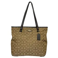 COACH(コーチ) ショルダーバッグ シグネチャー柄 F36185 カーキ×ダークブラウン レザー