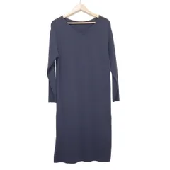 TOMORROWLAND(トゥモローランド) ワンピース サイズF レディース美品  - ダークグレー Vネック/長袖/ロング/ジップアップ