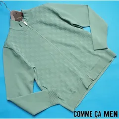新品定価2.5万円 COMME CA MEN コムサメン 市松ジャガードハイネックジップカーデL緑(29) 39KG01のサムネイル