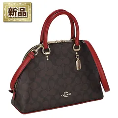 コーチ COACH ハンドバッグ ケイティ サッチェル 2558 IMRVQ ブラウン レッド シグネチャー コーティング キャンバス リファインド カーフレザー ゴールド金具