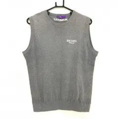 ビームスゴルフ ニットベスト 杢グレー×白 胸ロゴ カシミヤ混 メンズ XL ゴルフウェア BEAMS GOLF