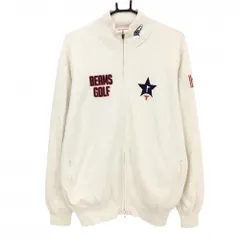 ビームスゴルフ ニットジャケット 白×ネイビー×レッド 胸ロゴ ウール混 裏地付き メンズ XL ゴルフウェア BEAMS GOLF