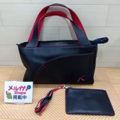 ※ キタムラ ハンドバッグ ポーチ付き ブラック×レッド 中古 送料無料　3517