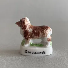 コリーのフェーブ／犬／動物／フランス雑貨／陶器ミニチュア／ブロカント／ヴィンテージ／蚤の市／幸運の小さな陶器