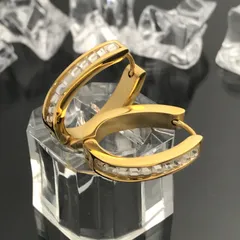 ①♡sale♡《P177／ゴールド》czダイヤフープピアス★ステンレス