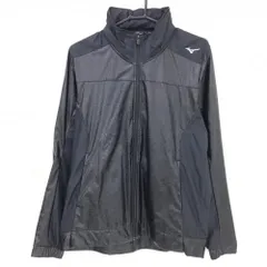 【美品】ミズノゴルフ 切替ジャケット 黒 総柄地模様 サイド無地 フード収納可 メンズ XL ゴルフウェア MIZUNO