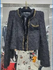 Gumzzi ブラックツイード ゴールドチェーン ジャケット